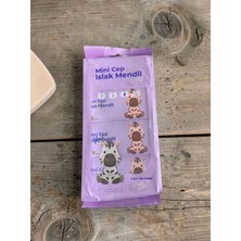 Azesur 8li 1 Paket-Mini Kokusuz Islak Mendil Cep Islak Mendili Evde - Okulda - Ofiste Figürlu Islak Mendil-LİLA
