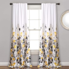 Toyigoo Zuri Flora Oda Karartma Perdeleri, Oturma Odası, Yemek Odası, Yatak Odası, 213,4 x 132 Cm, Sarı ve Gri