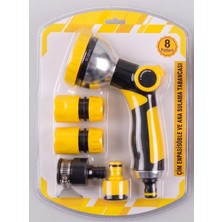Toyigoo 8 Aşamalı Ayarlanabilir Kademeli Bahçe Sulama Tabanca Seti 5 Parça - Ergonomik Yüksek Basınçlı Oto Yıkama ve Çim Sulama Başlığı (Sarı)