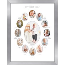 Toyigoo Kırılmaya Dayanıklı Camlı 12X16 Birinci Yıl Fotoğraf Çerçevesi - On Iki 2x3 Fotoğraf ve Bir 5x7 Resme Uyar - Kreş Dekoru, Yeni Doğan Anne Hediyesi Veya Bebek Partisi Için Kolaj Çerçevesi