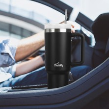 Toyigoo Vaha 1200 ml Üç Kademe Çevirmeli Kapaklı Çift Katman Çelik Termos Mug Siyah SI2440217