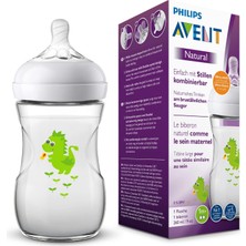 Toyigoo Avent Natural Flasche SCF070/24, 260 Ml, Naturnahes Trinkverhalten, Anti-Kolik-System, Design Drache, 1er Pack