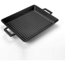 Toyigoo Metal Kulplu Döküm Izgara Tava, 26X32 Cm, Siyah