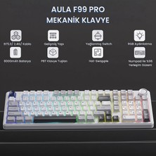 Toyigoo F99 Pro 3 Modlu Rgb Hot Swap Mekanik Star Vector Switch Kablosuz Makrolu Klavye Gri