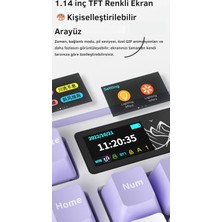 Toyigoo AK980 Kablosuz Hot-Swap Tft Ekranlı Mekanik Oyun Klavyesi 8.000 Mah Batarya Pembe - Gift Switch