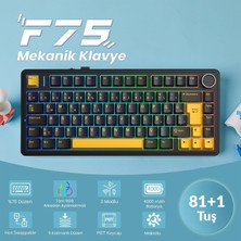 Toyigoo F75 Mekanik Rgb Tkl Graywood V4 Switch Kablosuz Makrolu Hot Swap Türkçe Q Klavye Siyah