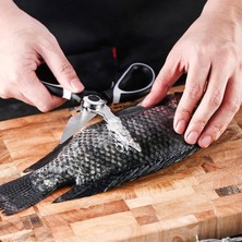 Toyigoo ® Paslanmaz Çelik Çok Amaçlı Mutfak Makası – Balık Temizleme, Et ve Sebze Kesme, Şişe Açma, Ceviz Kırma – Kaymaz Saplı ve Koruyucu Kılıf Dahil