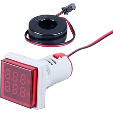 Vera Concept Store Amp Voltaj Ölçer, 22 mm Kare Çift Ekran Paneli Voltmetre Ampermetre Ac 0-100A 60-500V Metre Gösterge LED Ekran Voltmetre, Voltaj Test Cihazı Akım Dede