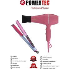 Powertec TR-501 Profesyonel Pembe Renkli Fön Makinesi +TR-2830 İyon Özellikli Saç Şekillendirici Düzleştirici
