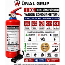 Ünal Grup Ünal Yangın   Söndürme Tüpü 1 kg Yüksek Kaliteli ABC Kuru Kimyevi Toz ile Güvenli Kullanım