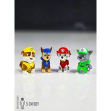 Suelo Butik Set 1 - 4'lü Paw Patrol Karakterleri Marshall, Rubble, Chase, Rocky Köpek Karakter Figür Oyuncakları 5 cm