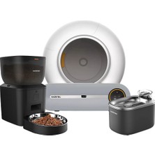 Haustier MSP01 Akıllı Wifi Uygulamalı Otomatik Kedi Tuvaleti, Akıllı Mama Kabı, Kedi Su Sebili 3'lü Set