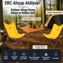 ÖİR A.E Ahşap Katlanır Kamp Sandalye ve Masa Seti: Bahçe, Piknik, Balkon ve Kamp