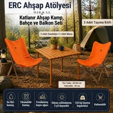 ÖİR A.E Ahşap Katlanır Kamp Sandalye ve Masa Seti: Bahçe, Piknik, Balkon ve Kamp