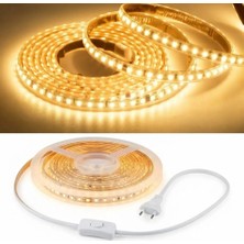 Eqona Econa Silikonlu Şerit LED , Günışığı ,3 Metre. 220V Yüksek Parlaklık 120 Led/m Tak Çalıştır, Fişli Anahtarlı enerji kablosu (2mt) ,Silikonlu Iç/dış Mekan Yapışkanlı Hortum Led