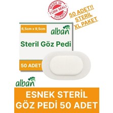 Alban Steril Göz Pedi, Non-Woven 6,5cmx9,5cm Gözpedi, Steril Tekli Paketlerde 50'li Kutu Içerisinde