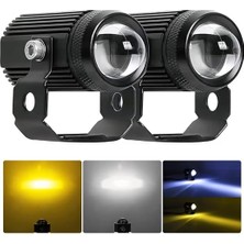 OtoÇizgi 2\'li Set Aotrom Shooter Beyaz Sarı Mini 30W Motosiklet Sis Lambası Farı