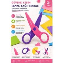 Pembe Mor Kağıt Makası 1 Adet Plastik Küt Uç Korumalı Okul Makası Çocuk Makası Okul Öncesi K