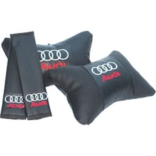 Audi A3 Hb 2013 ve Sonrası Lüks Deri Boyun Yastığı ve Kemer Kılıfı Set