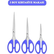 Mavi Ofis Kırtasiye Makası 3 Adet Çok Amaçlı Makas 10 16 20 cm Mini Makas Kağıt El Işi Makası XS180