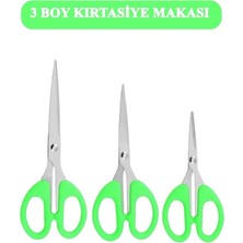 3 Adet Yeşil Ofis Kırtasiye Makası Çok Amaçlı Makas 10 11 13 cm Mini Makas Kağıt El Işi Makası XS134