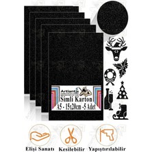 Simli Karton A5 15X20 cm 5 Li 1 Paket Simli Fon Kartonu Parıltılı Kağıt Anasınıfı Kreş Etkinlik Proj