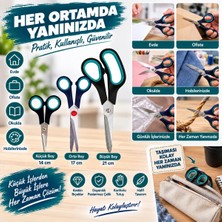 3’lü Profesyonel Makas Seti – 3 Farklı Boy Paslanmaz Bıçak, Konforlu Ergonomik Tutuş, Ev Ofis Okul Hobi Kağıt Kumaş Karton Için Çok Amaçlı Makas