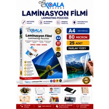 A4 80 Mikron Laminasyon Filmi 25 Adet Şeffaf Parlak Laminasyon Poşeti