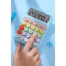 Pastel Renkli Masaüstü Hesap Makinesi, Yuvarlak Düğmeli LCD Ekranlı Şirin ve Kullanışlı Hesap Makine
