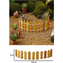 Mini Sarı Renkli Bahçe Çiti 1 Adet 3X60 cm Teraryum Okul Ev Proje Renkli Minyatür Çit Ahşap Dekor