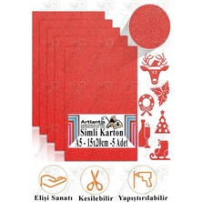 Simli Karton A5 15X20 cm 5 Li 1 Paket Simli Fon Kartonu Parıltılı Kağıt Anasınıfı Kreş Etkinlik Proj