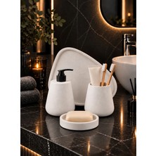 Betonmall Banyo Aksesuar 4 Parça Sıvı Sabunluk Diş Fırçalık Sabunluk Tepsili Dekoratif Banyo Düzenleyici