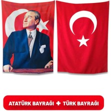 Atatürk Posteri ve Türk Bayrağı Raşel Kumaş 50X75 cm