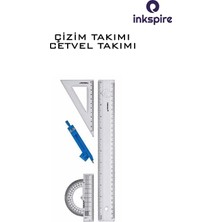 Cetvel Takımı 30 cm 1 Paket  Cetvel Pergel Gönye Iletki Şeffaf Çizim Takımı Pergelli Öğrenci Çizim