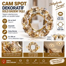 Efesays Gold Badem Taşlı Cam Spot Kasası 6,5 cm Delik Çapı 9,5 cm Dış Çap Dekoratif Sıva Altı Boş Spot