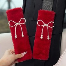 Bow Ribbons Emniyet Kemeri Kılıfı - Oto Emniyet Kemeri Aksesuarı 2 Adet Kırmızı