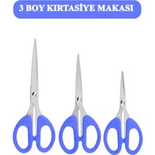 3 Adet Mavi Ofis Kırtasiye Makası Çok Amaçlı Makas 10 11 13 cm Mini Makas Kağıt El Işi Makası XS134