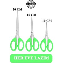 3 Adet Yeşil Ofis Kırtasiye Makası Çok Amaçlı Makas 10 16 20 cm Mini Makas Kağıt El Işi Makası XS180