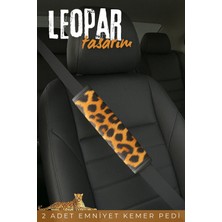 Kadınlara Özel Araç Içi Emniyet Kemer Pedi 2 Adet Tarçın Leopar Desen Kemer Pedi