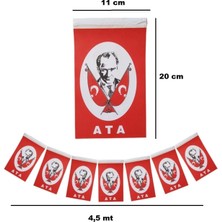 Atatürk Baskılı Ipe Dizili Kağıt Türk Bayrağı Ipli Şerit 11X20 4,5 Metre