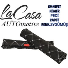 Lacasa Automotive Oto Emniyet Kemer Pedi 4-Adet,(Boyun Rahatlatıcı)Siyah-Gri