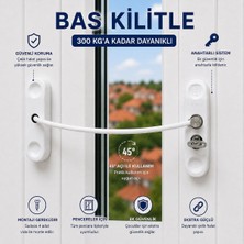 BURADABULDUN Çelik Halatlı Anahtarlı Pencere Emniyet Kilidi Çocuk Güvenlik Kilidi Beyaz