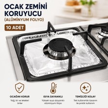BURADABULDUN Alüminyum Folyo Ocak Zemini Koruyucu 10 Adet - Tek Kullanımlık Yağ Önleyici 20,5X20,5 cm