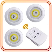 BURADABULDUN LED Gece Lambası Seti – 3’lü Yuvarlak, Kumandalı Dokunmatik, Pilli LED