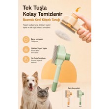 Emoev Tek Tuşla Temizlenen Basmalı Kedi Köpek Tüy Toplama Tarağı Paslanmaz Çelik Uçlu Tarak