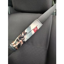 Digital Baskılı Emniyet Kemeri Kılıfı Kemer Pedi 2 Adet (Yumuşak Kumaş) (Voleur Kumaş)