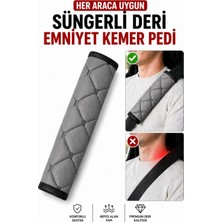 Her Araca Uygun Suni Deri - Süngerli Emniyet Kemer Pedi-Gri