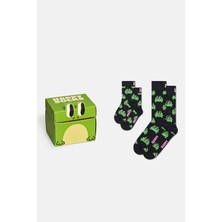 Happy Socks - Siyah Mini & Me 2’li Kurbağa Desenli Pamuklu Çorap Seti