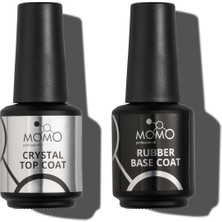 Momo Professional Kalıcı Oje ve Protez Tırnak Için 2’li Set Rubber Base Coat 20 Ml, Crystal Top Coat  20 ml