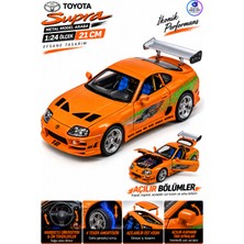 Yıldırım Oyuncak Die Cast Toyota Supra Metal Model Araba 21CM – 1:24 Ölçek, Standlı, Açılır Kaput Kapı Arka Bölüm ve Targa Tavan, Amortisörlü Hareketli Direksiyonlu
